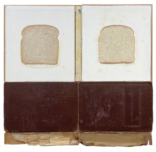 Bread, watercolor and colored pencil on books